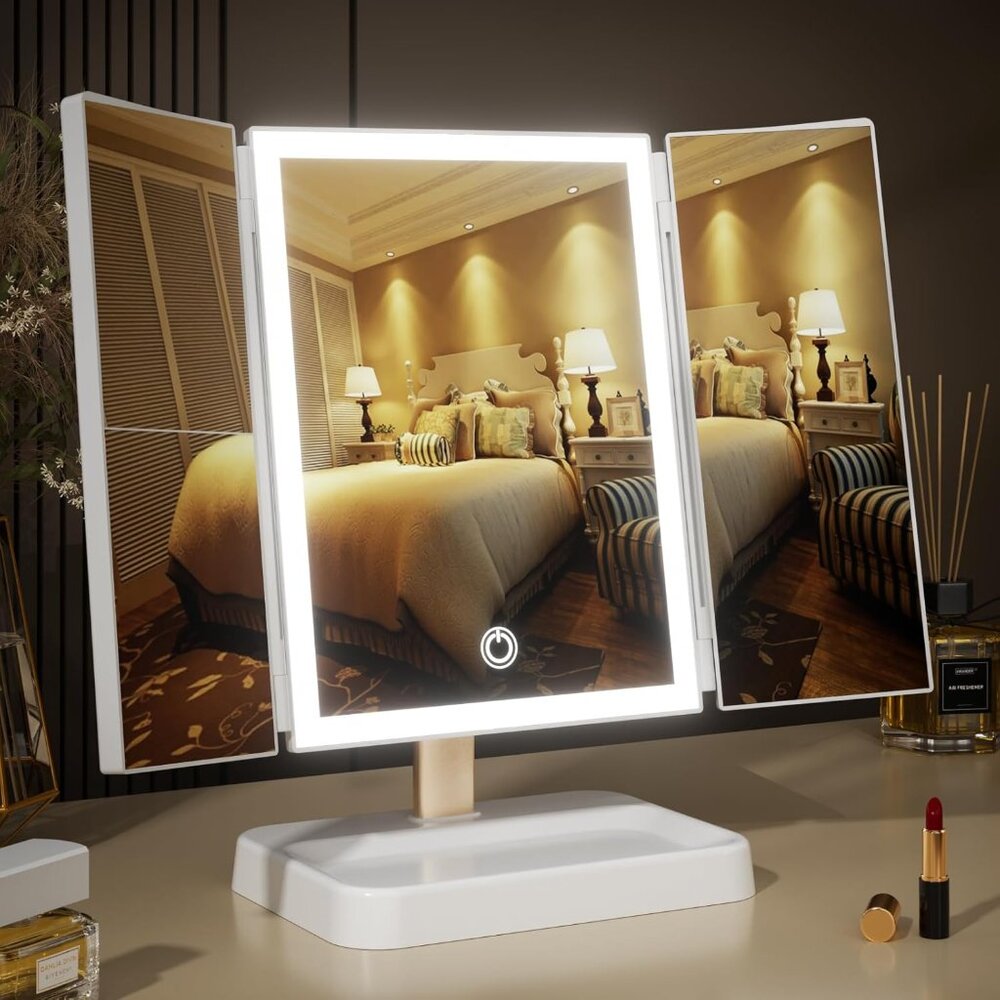 Mom Makeup Mirror Vanity Mirror with Lights, 14.4" L x 9.1" W Rechargeable Light